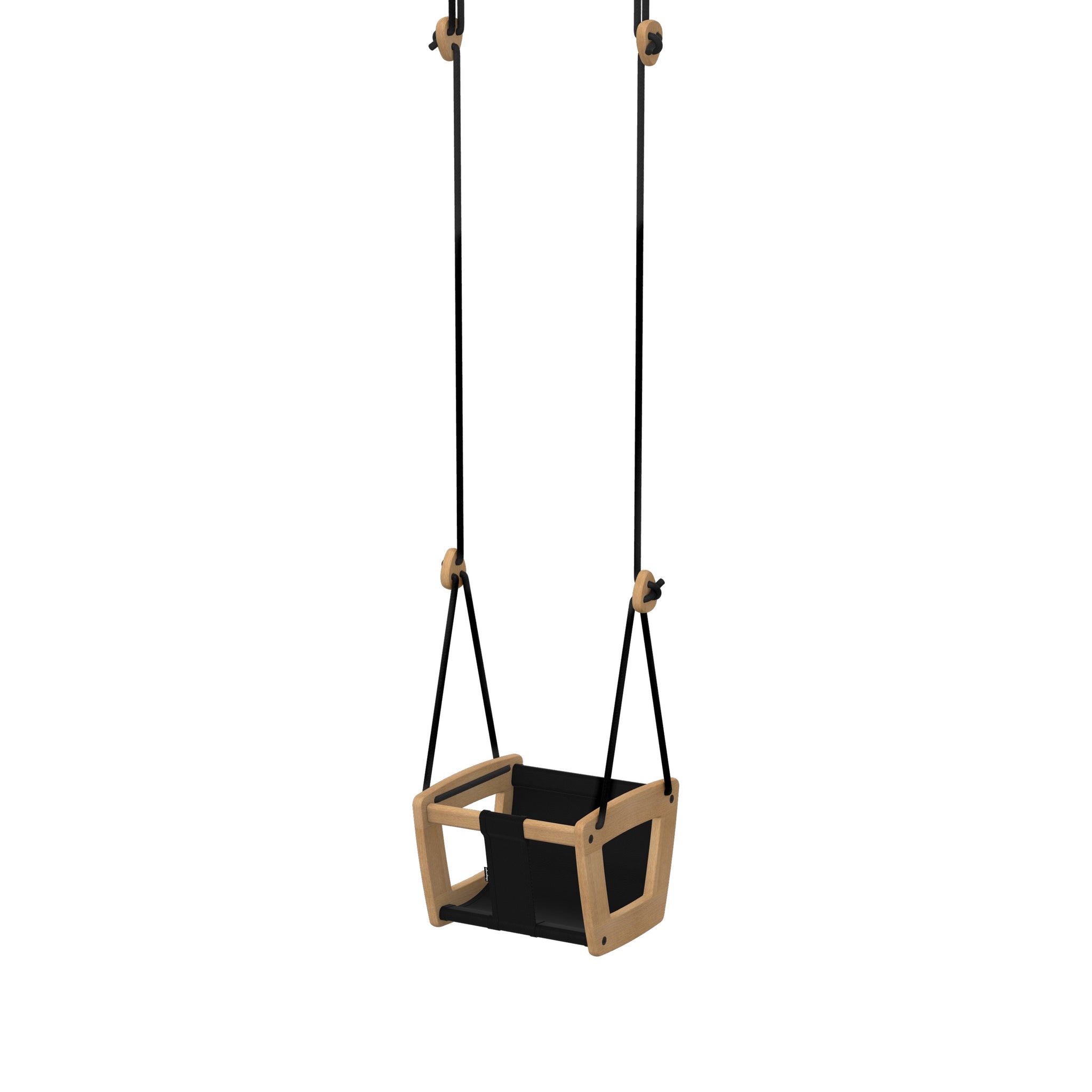 Toddler - Oak - Black Leather - Lillagunga